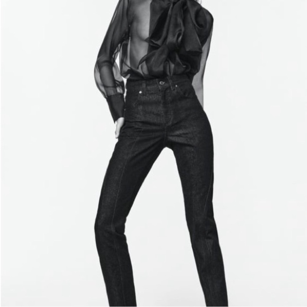 ZARA The Panelled Slim High Rise Black Wash Jeans - Size 4 - NEW - NWT